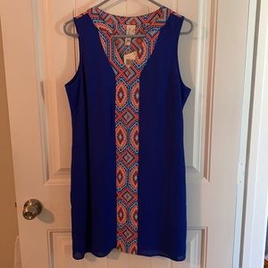 Blue and Aztec Print Dress